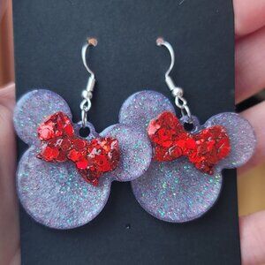 2/$40 Minnie Mouse Inspired Earrings (purple)